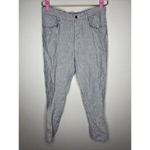 Alex Crane Pants Mens 33 x 31 Striped 100% Linen Button Fly Office Formal Work